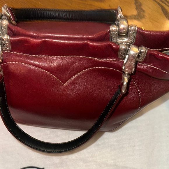 Brighton Jodi Reversible Wine Leather and Romantic French Toile Canvas Mini Bag - Picture 10 of 15